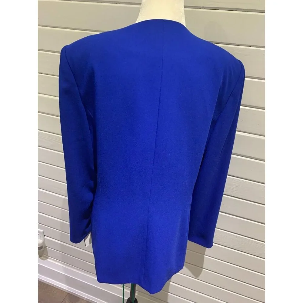 Le Suit Two Piece embraided lined skirt Blue Dress Suit Sz 12 - Picture 4 of 15